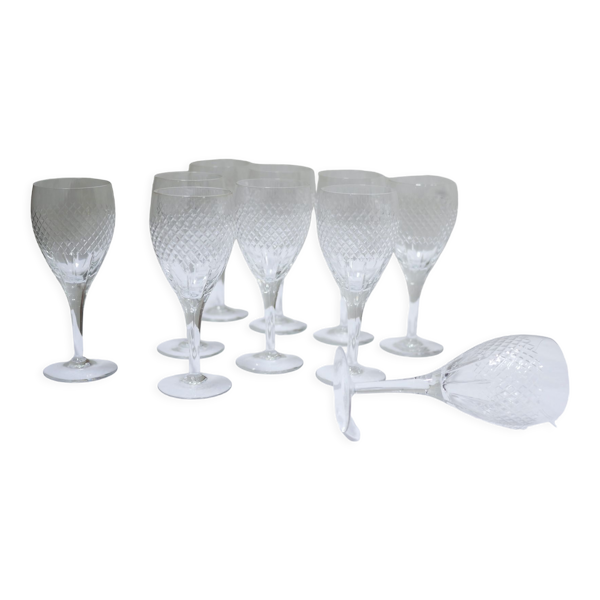 Série de 10 verres à eau vintage en cristal