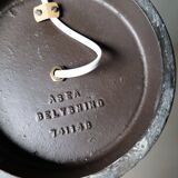 Modern mid-century brass floor lamp ASEA with round cotton shade, Sweden, 1960s