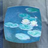 Square bowl in Lunéville Saint Clément earthenware, Monet's Water Lilies decoration.