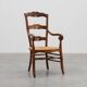 French Provincial Ladder‑Back Armchair with Woven Rush Seat, 19th century