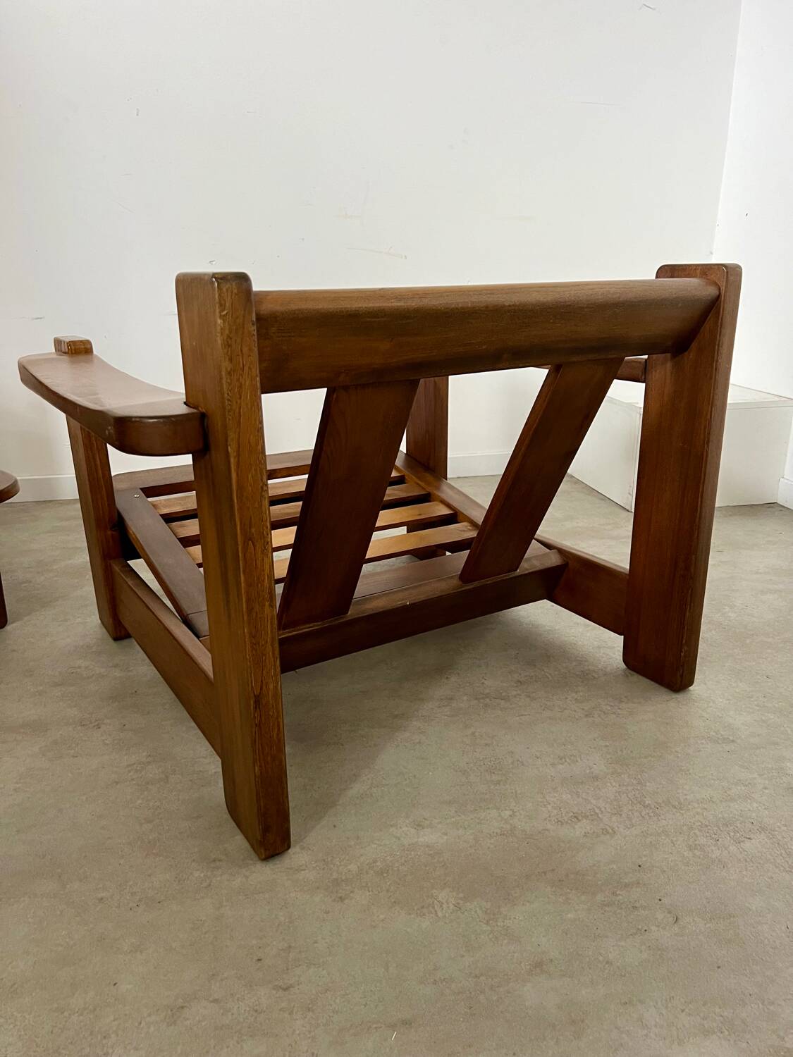 Lot 2 armchairs in solid elm design house revival from the 70s vintage