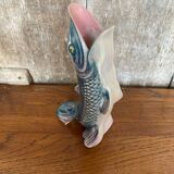 Antique fish shaped vase porcelain from france iridescent vintage