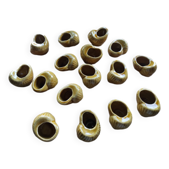 Set of 16 vintage ceramic snail shells