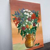 Peinture d’un bouquet / tableau huile sur toile