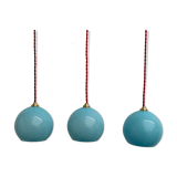 Lot 3 vintage blue opaline hanging lamps