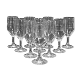 Vintage 10 glasses aperitif Noilly Prat on foot with golden inscription
