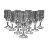 Vintage 10 glasses aperitif Noilly Prat on foot with golden inscription