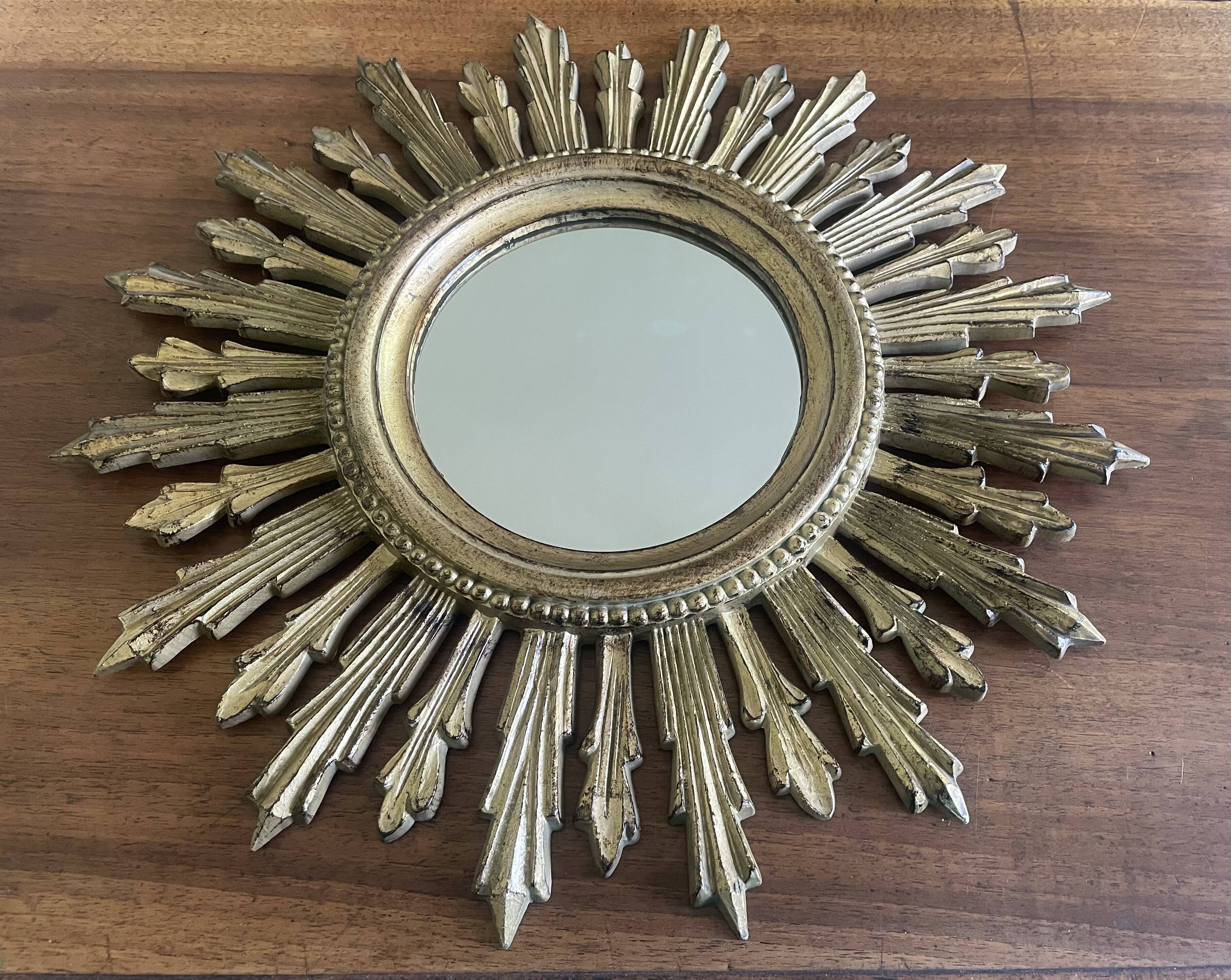 70'S golden resin sun mirror