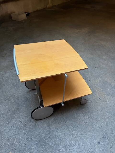 Raul Barbieri and Giorgio Marianelli adjustable light wood bar trolley