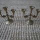 Pair of brass candlesticks in gold metal, Scandinavian bohemian decoration, old candlesticks