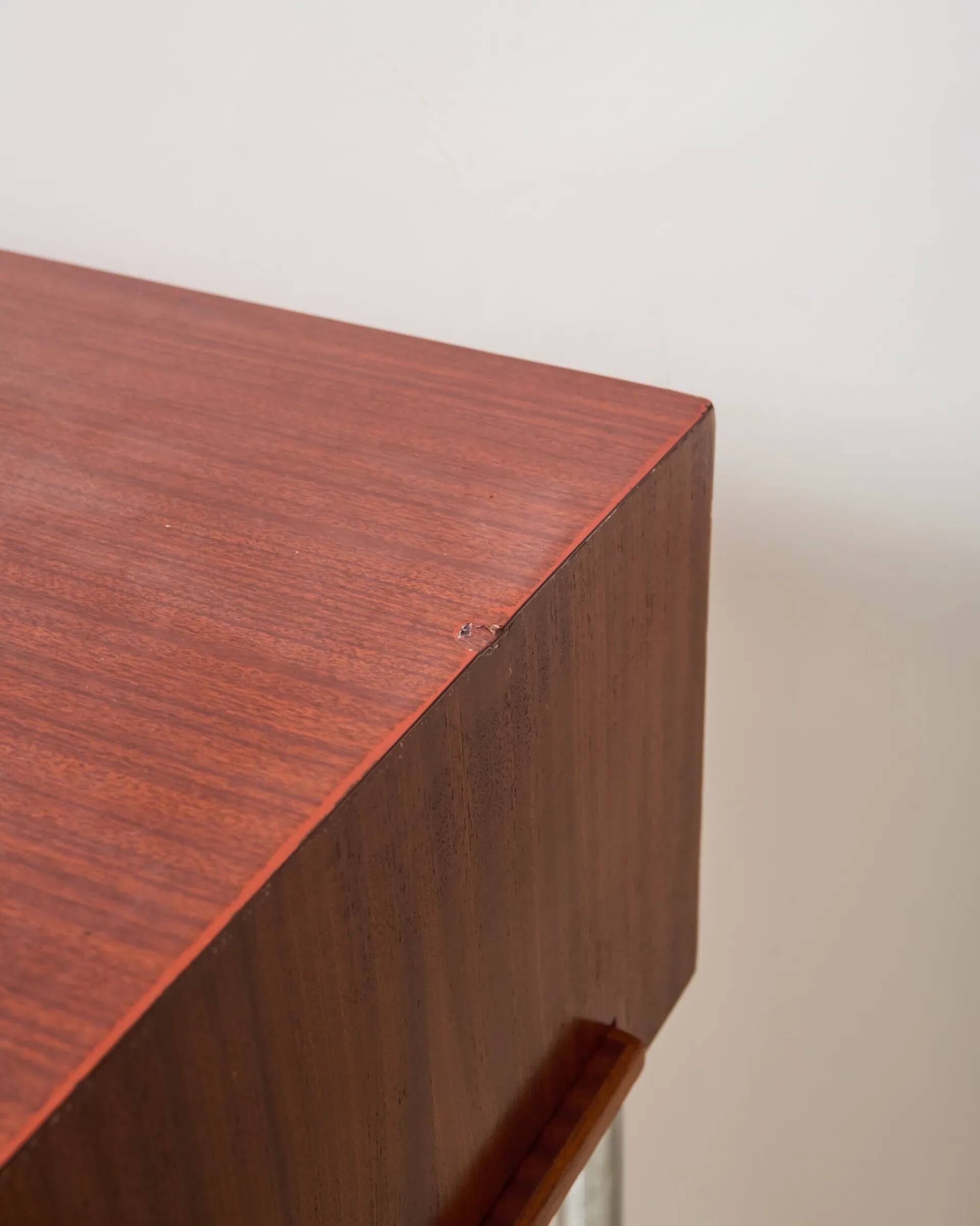 Mahogany and chrome metal desk, Italian manufacture, Italy, 1960s