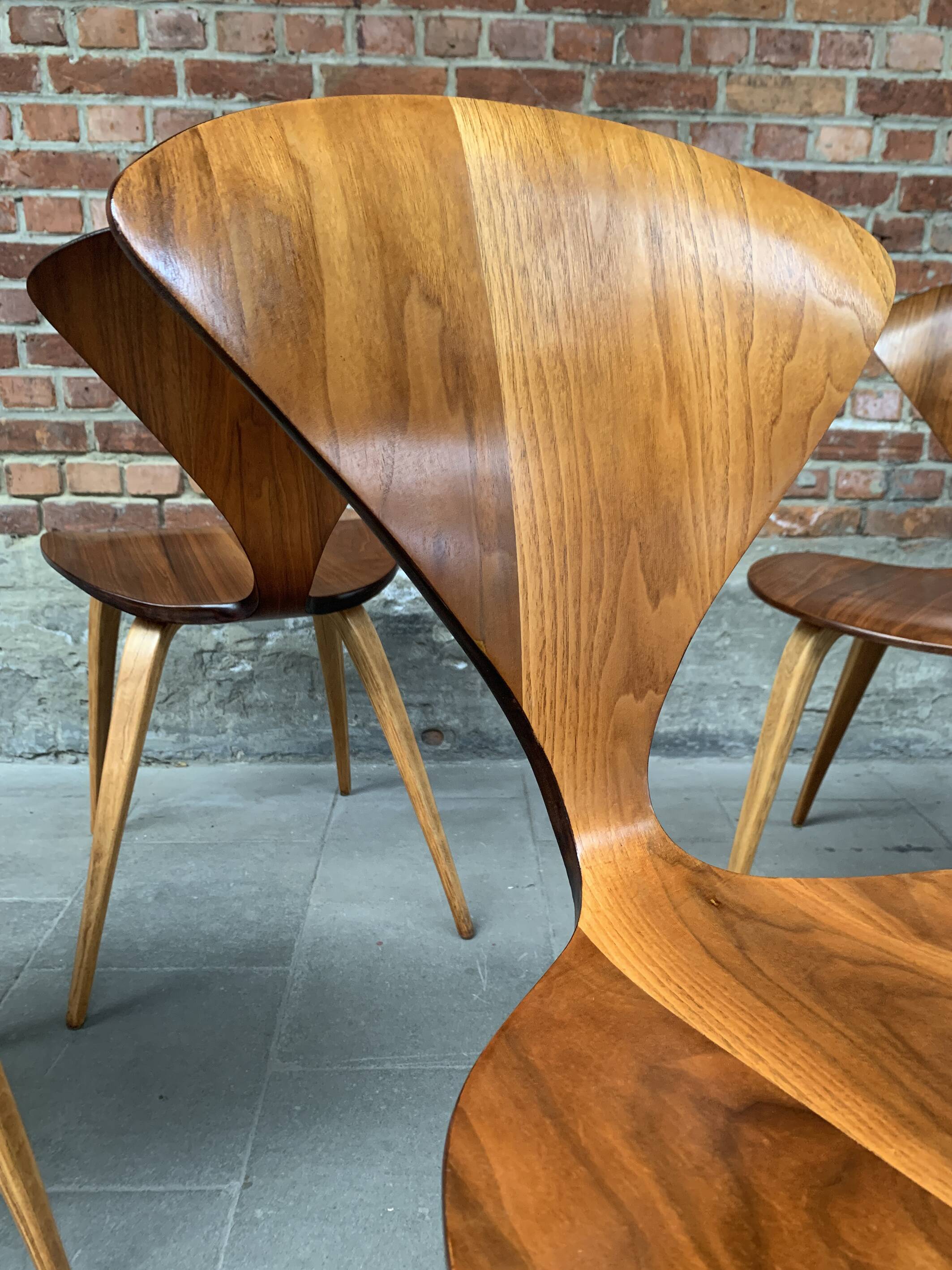 Set of 4 Norman Cherner chairs for Plycraft USA in teak, 1960s