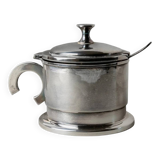 Argent Metal Silver-Plated Art Deco Lidded Box with Spoon, Italian 1930s Table Decor