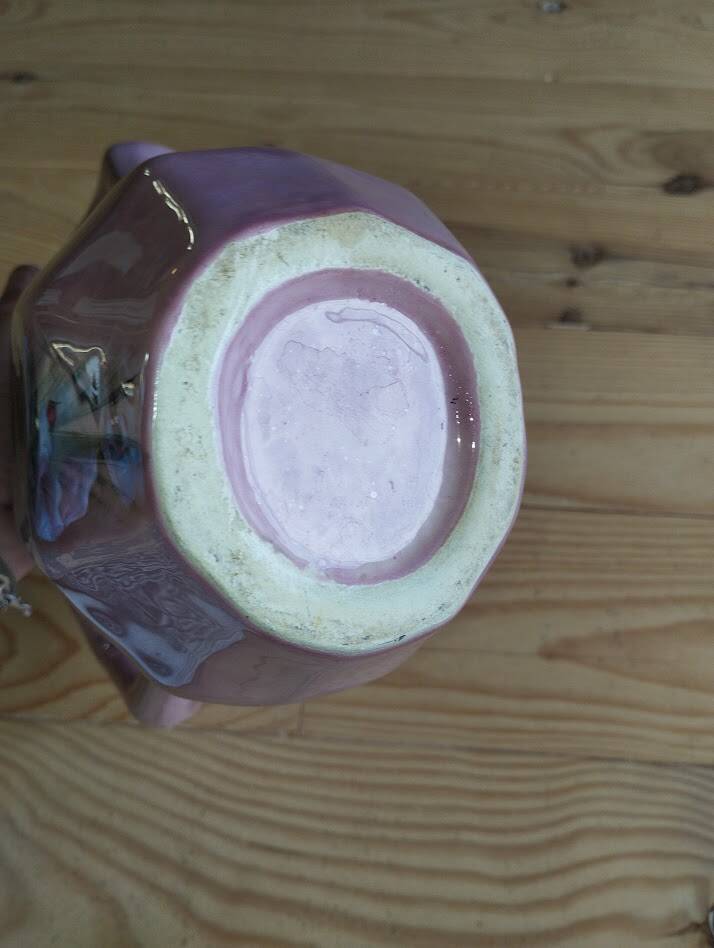 Vintage pearlescent vase, in the style of Vallauris, 1970s.