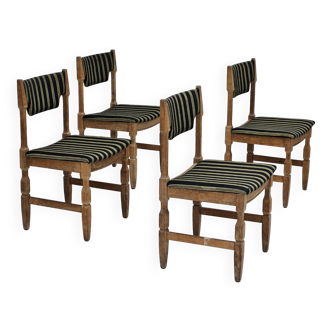 Ensemble de 4 chaises à manger, bois de chêne, bon état d'origine, années 1960, design danois,