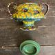 Sweet box with handles, antique caltagirone polychrome ceramic.