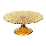 Art Deco Amber Cake Stand Depression Glass 31cm