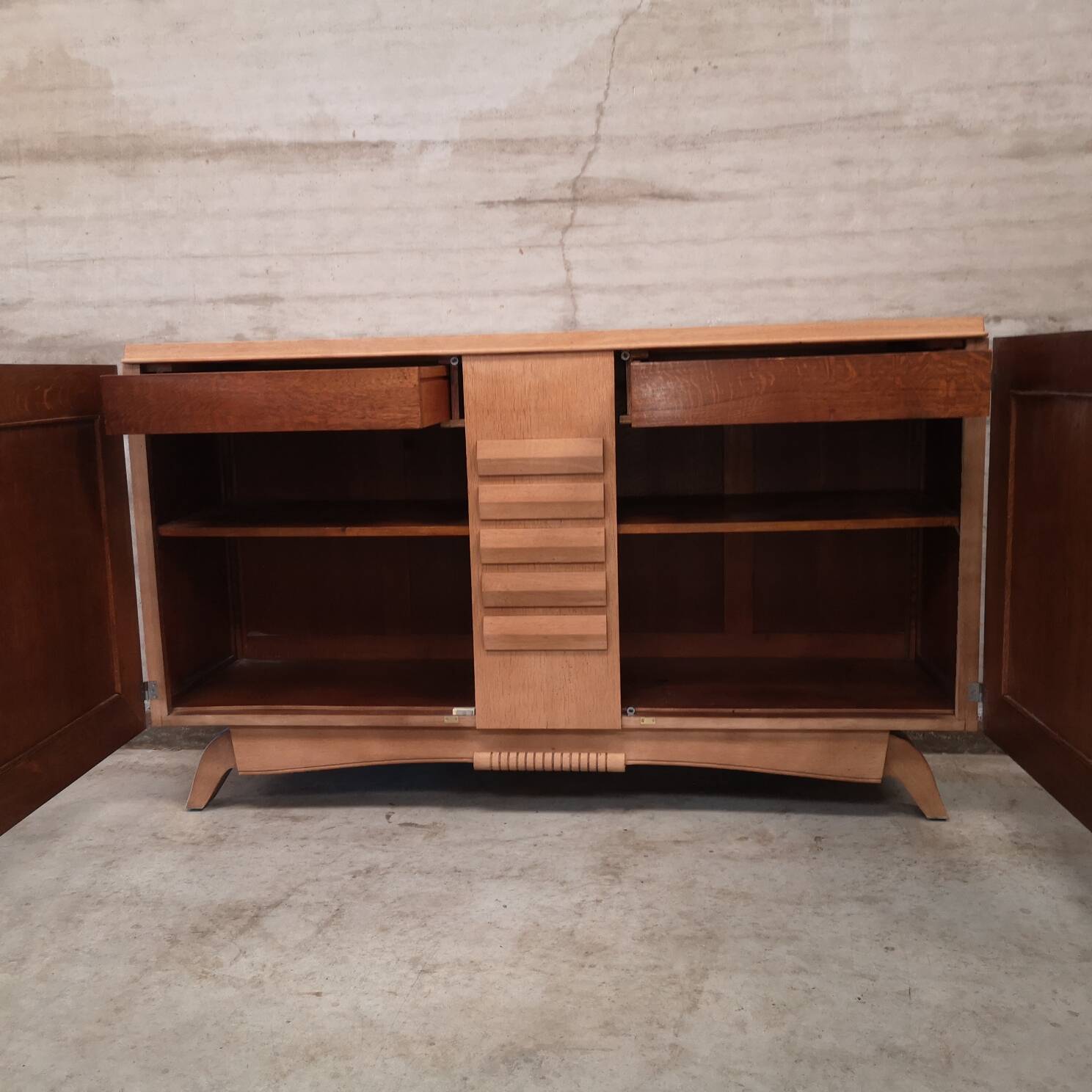 Buffet dresser sideboard bleached oak 1940 art deco