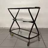 Cesare Lacca 1950 Italian Bar Cart with Brass Wheels