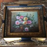 Golden and black frame table