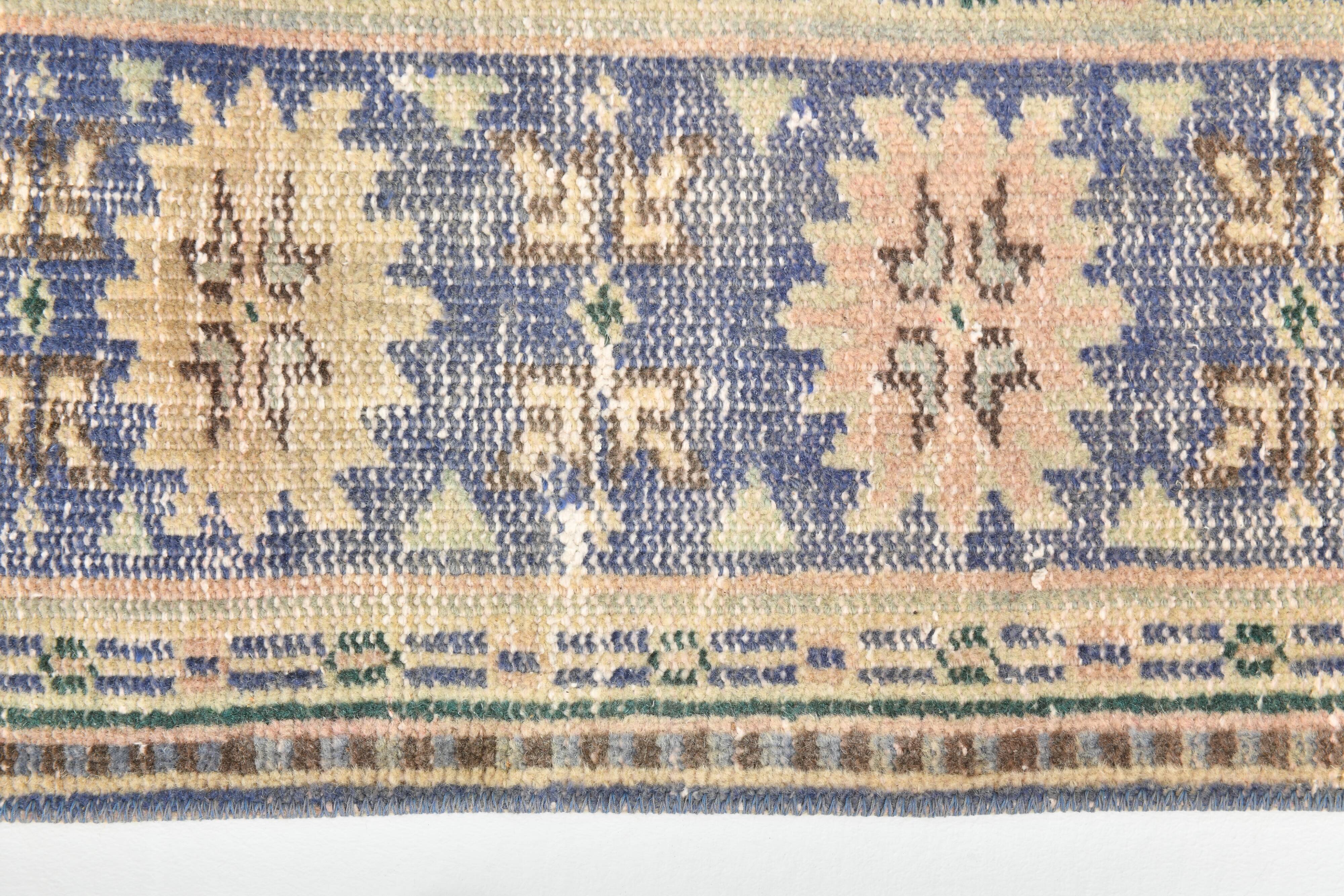 Grand Tapis Oushak Vintage, Laine Fait Main, Pêche et Bleu, 194x267 Cm