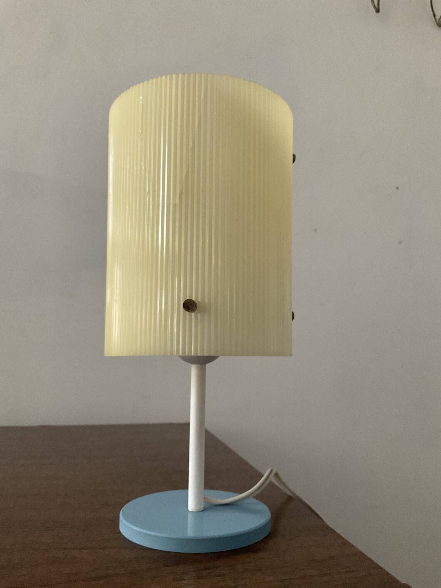 Vintage lamp 50s-60s metal sky blue and plexiglass