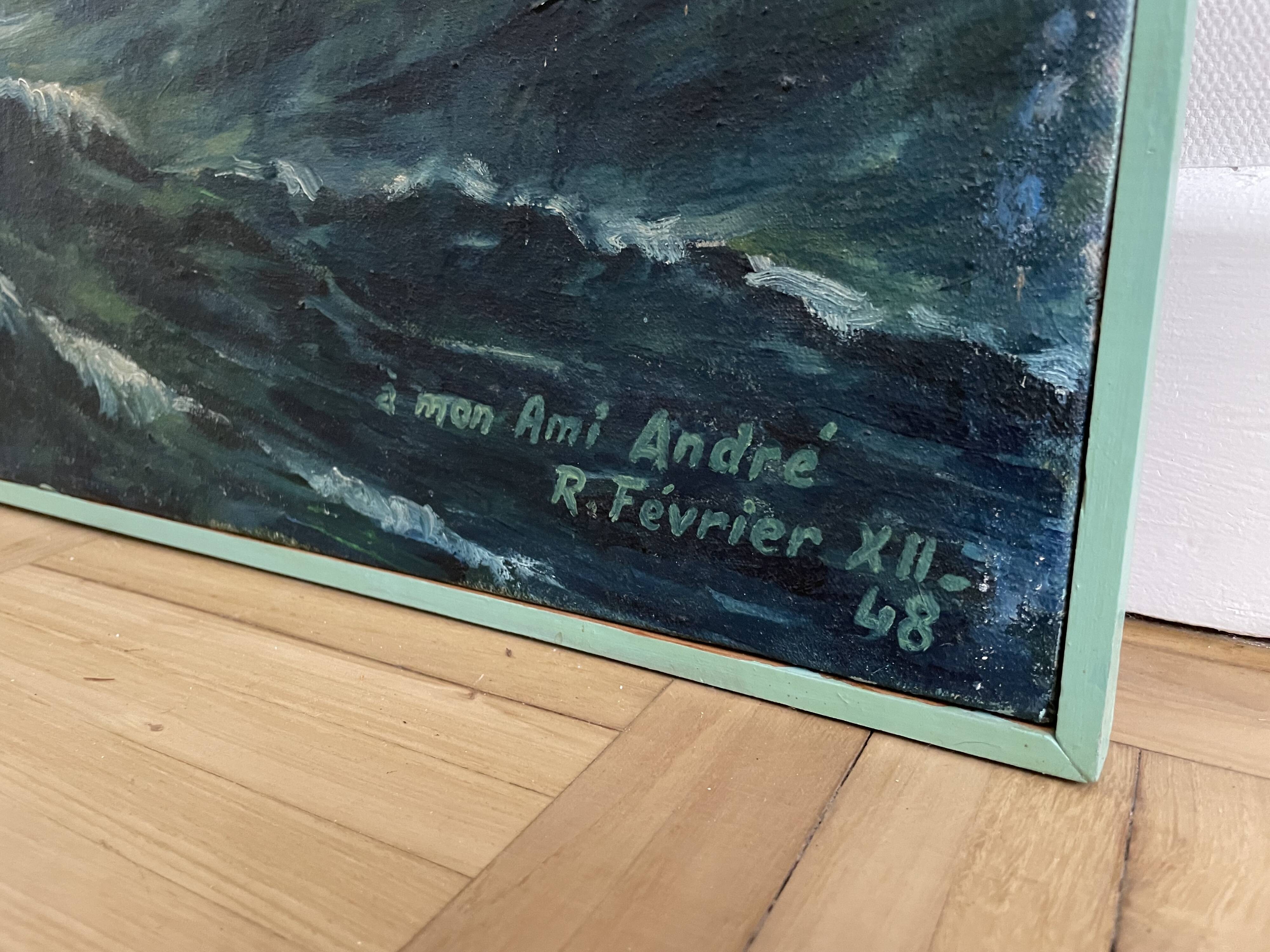 Oil on canvas, Maritime landscape, Old signed painting