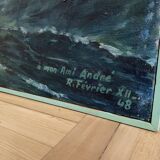 Oil on canvas, Maritime landscape, Old signed painting