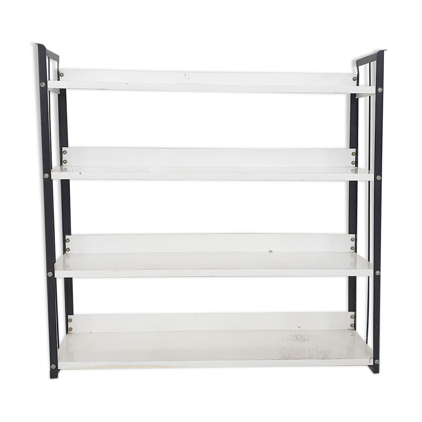 Black and white metal book shelves attrb. to Tomado, Holland, 1950's