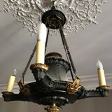 Lustre à 4 lumières en bronze de style Empire