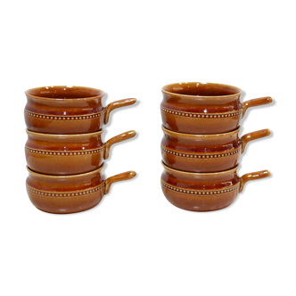 Série de 6 tasses scandinaves vintage en céramique par la manufacture Höganäs Keramik