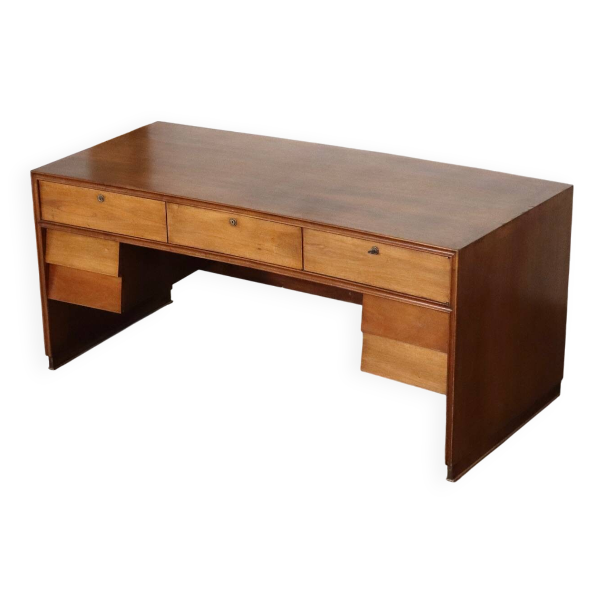 Curved Directors Desk In Walnut, Italy 1940s