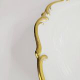 Antique shallow dish in gilded porcelain, Tirschenreuth, Bavaria, late 19th century.