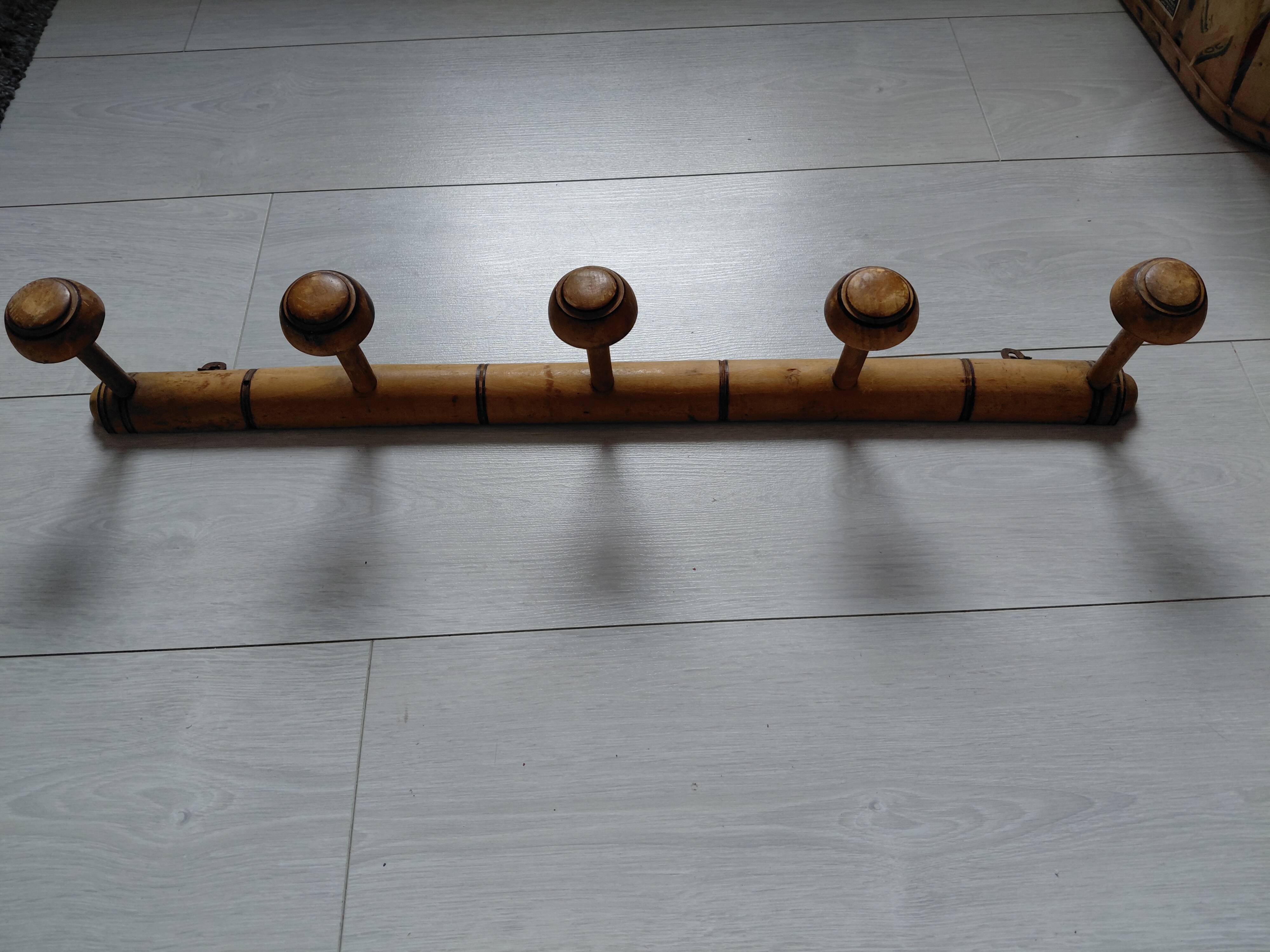 Wooden wall coat rack