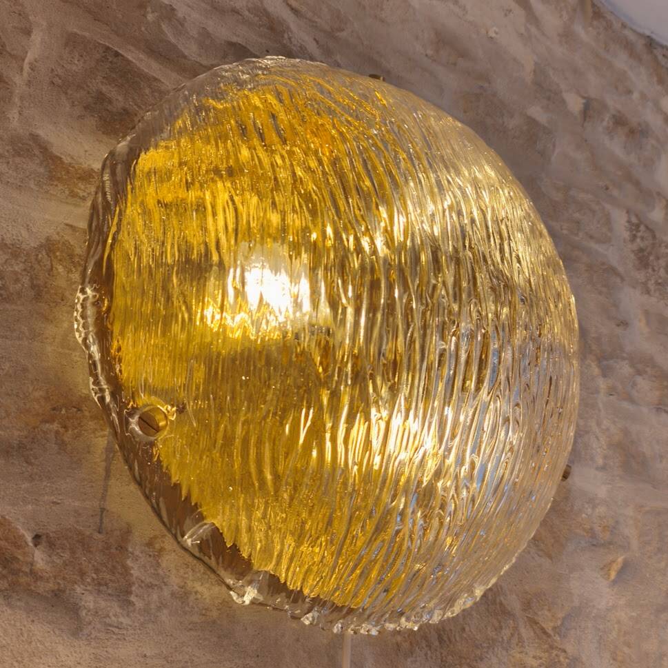 Large wall light / ceiling light in Murano glass, design by Carlo Scarpa, Venini.