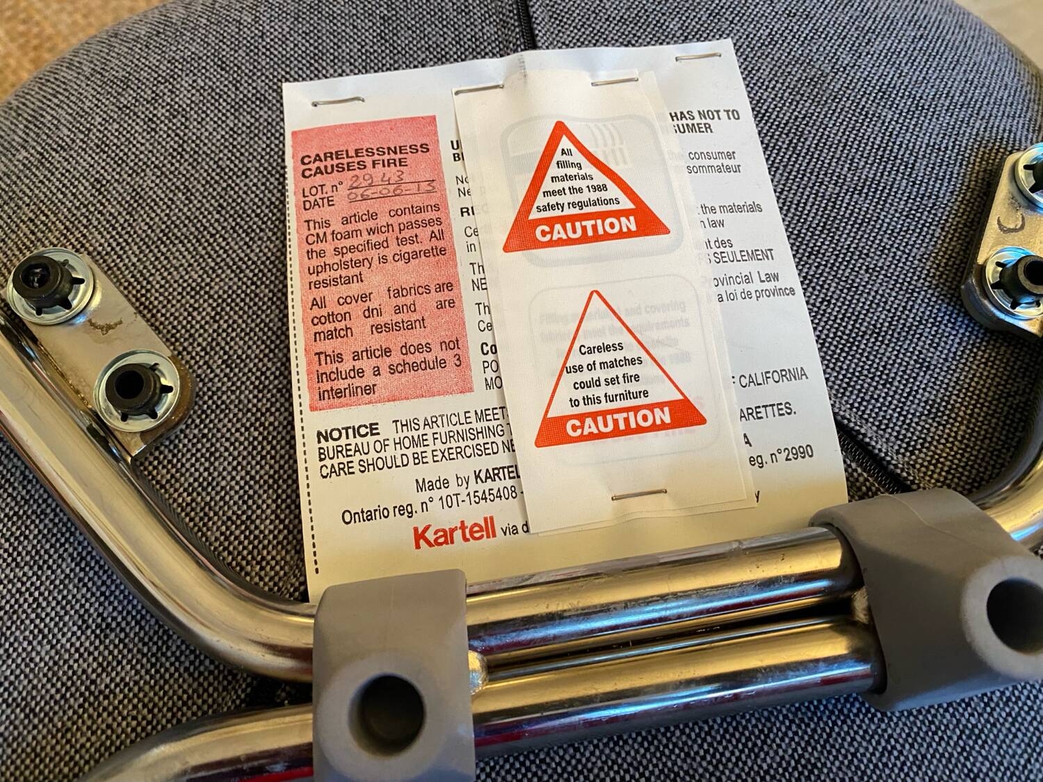 Pair of Kartell Mauï Soft grey chairs, designed by Vico Magistretti