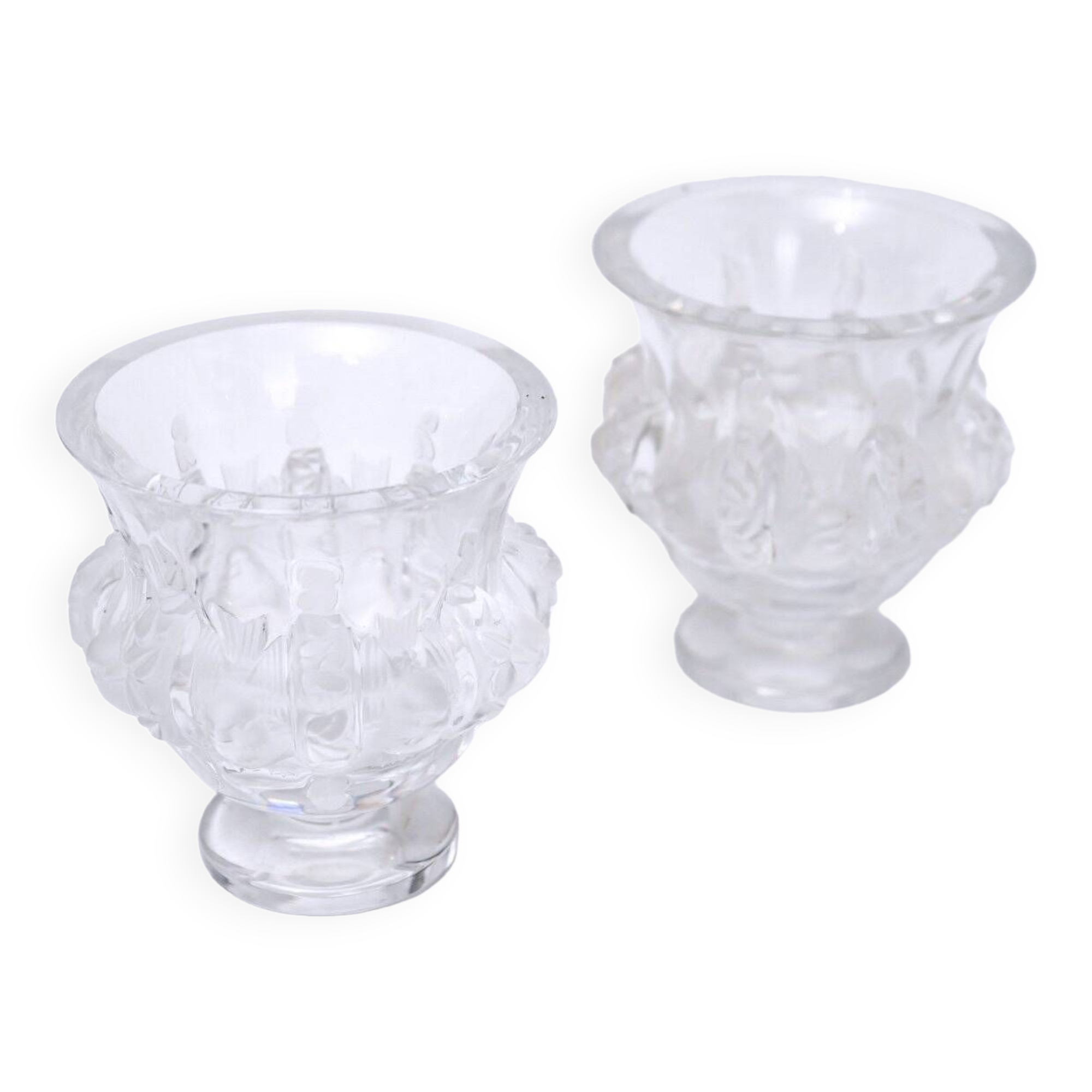 Pair of Lalique vases - dampierre model - satin molded crystal - period: 20th century