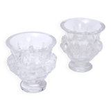 Pair of Lalique vases - dampierre model - satin molded crystal - period: 20th century