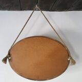 Oval wooden mirror and natrurel rope