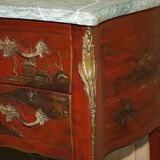 Chinoiserie Bombé Commode in Oak, Marble and Gilded Wood