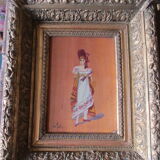 2 antique paintings from the 1700s in golden frame painter De'loste