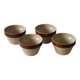 Set of 4 small stoneware bowls, beige and brown, Digoin France