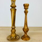 Pair of wooden candle holders