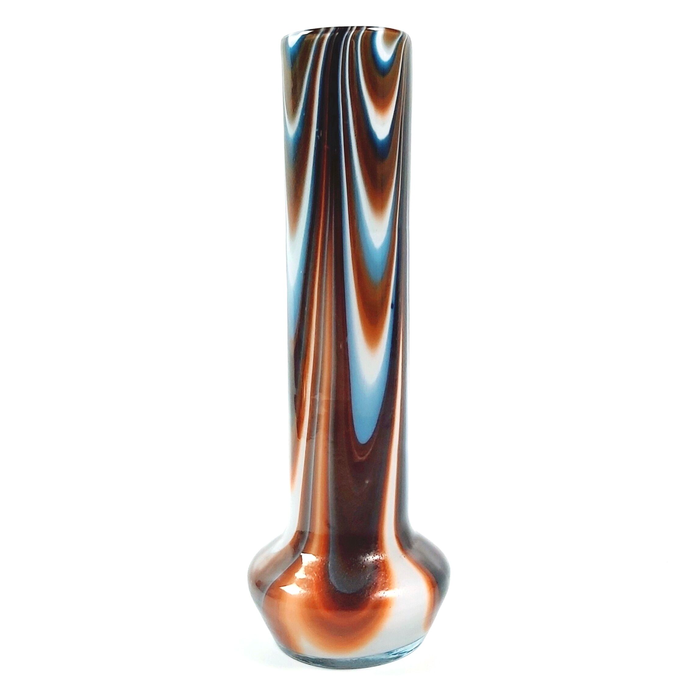 Pair of marbled murano glass vases by carlo moretti, italy, 1970s