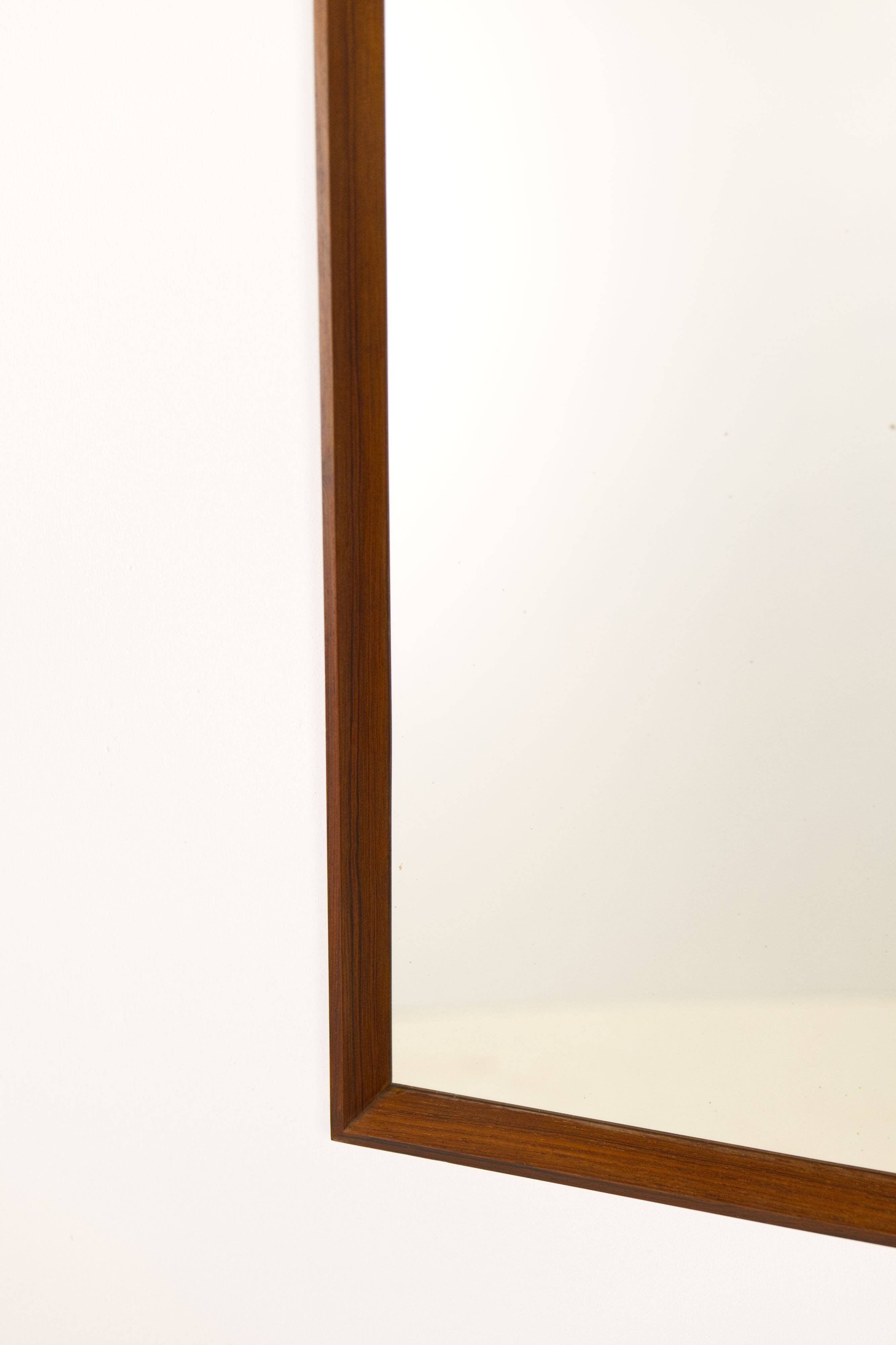 Miroir en palissandre avec épingles en laiton, AM Spejle Danemark, années 1960