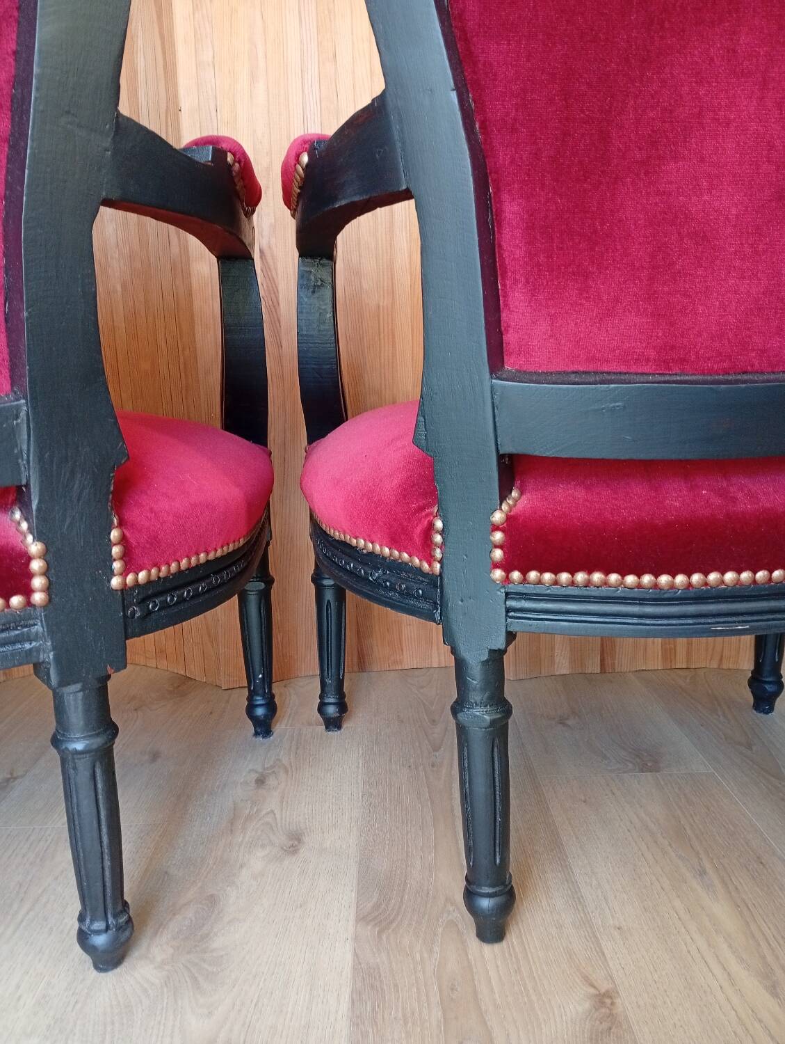 Pair of Louis XV style cabriolet armchairs