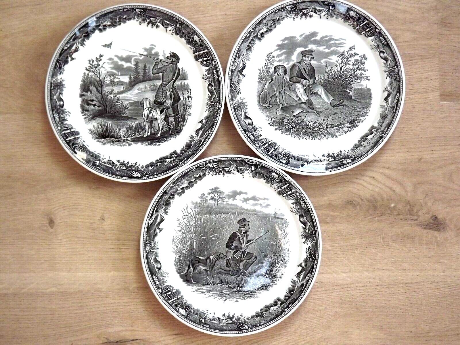 Lot de 3 assiettes, scène de chasse, Villeroy & Boch