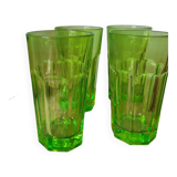 Quatre verres à citronnade vert fluo