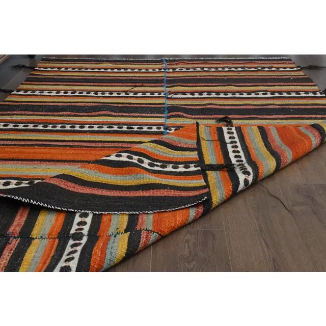 Vintage Turkish Oushak Handmade Wool Cotton Orange Area Rug 147x229