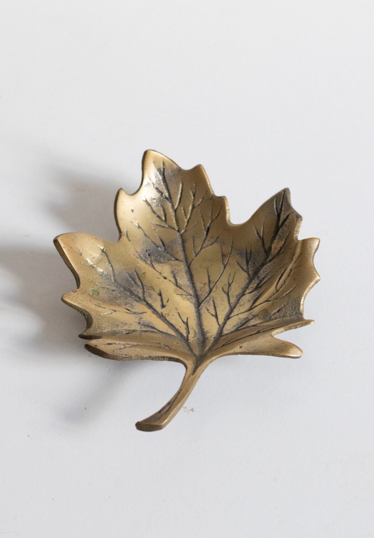 Trinket bowl vintage brass leaf
